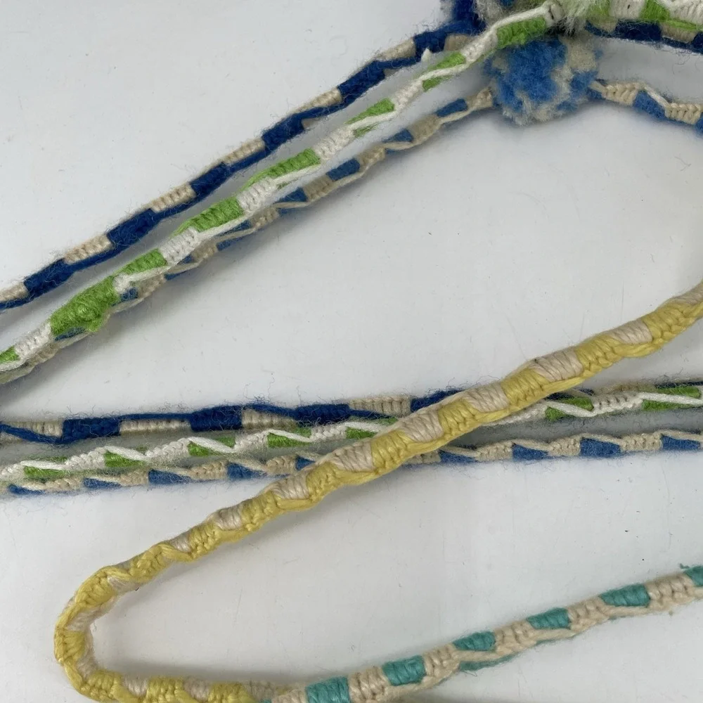 Vtg Crochet Yarn Covered Hangers Pom Pom Sturdy Double Wire Anti Slip Boho (b)